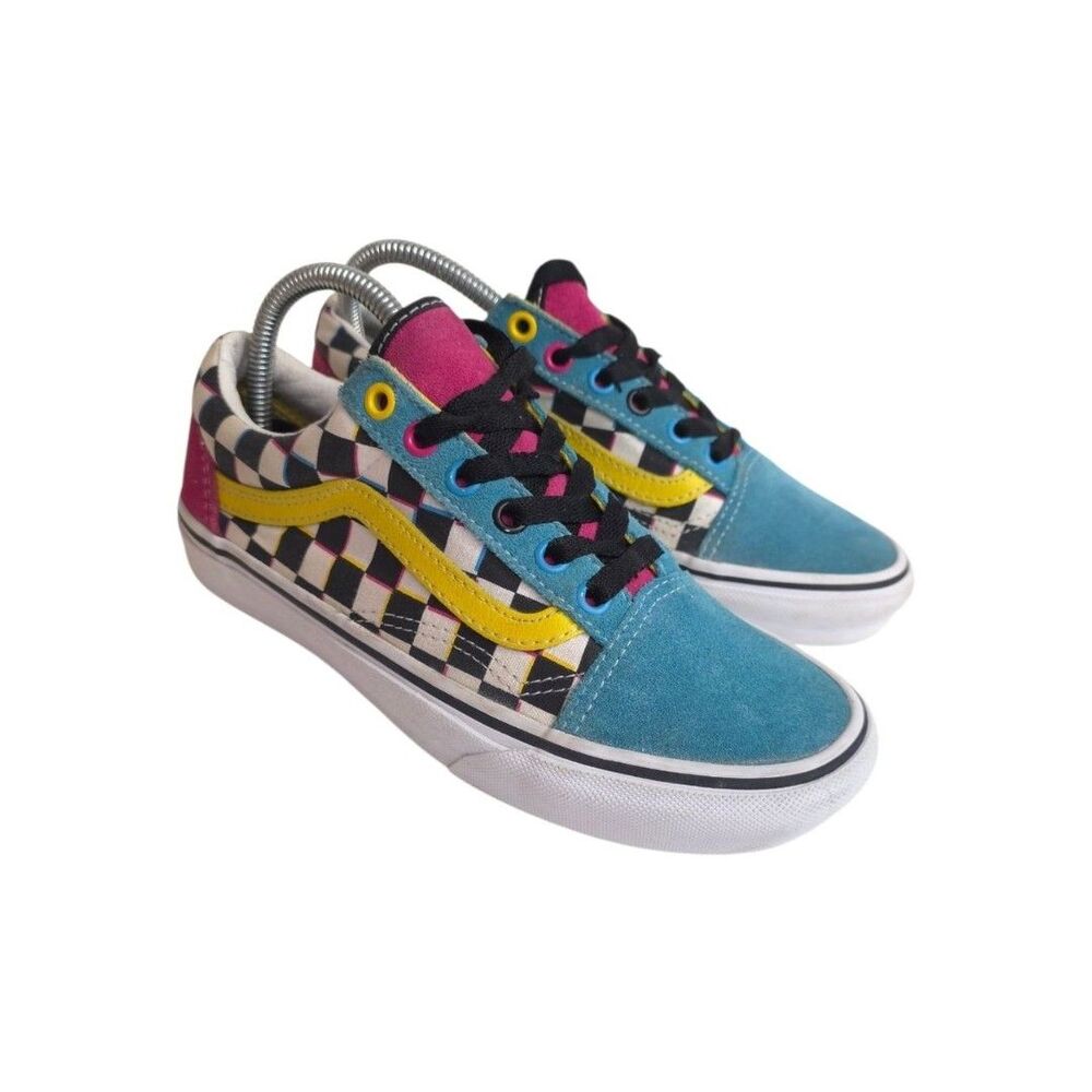 Vans Old Skool Crazy Checks Canvas Suede Shoes Unisex Multicolor Sneakers Sz 6.5